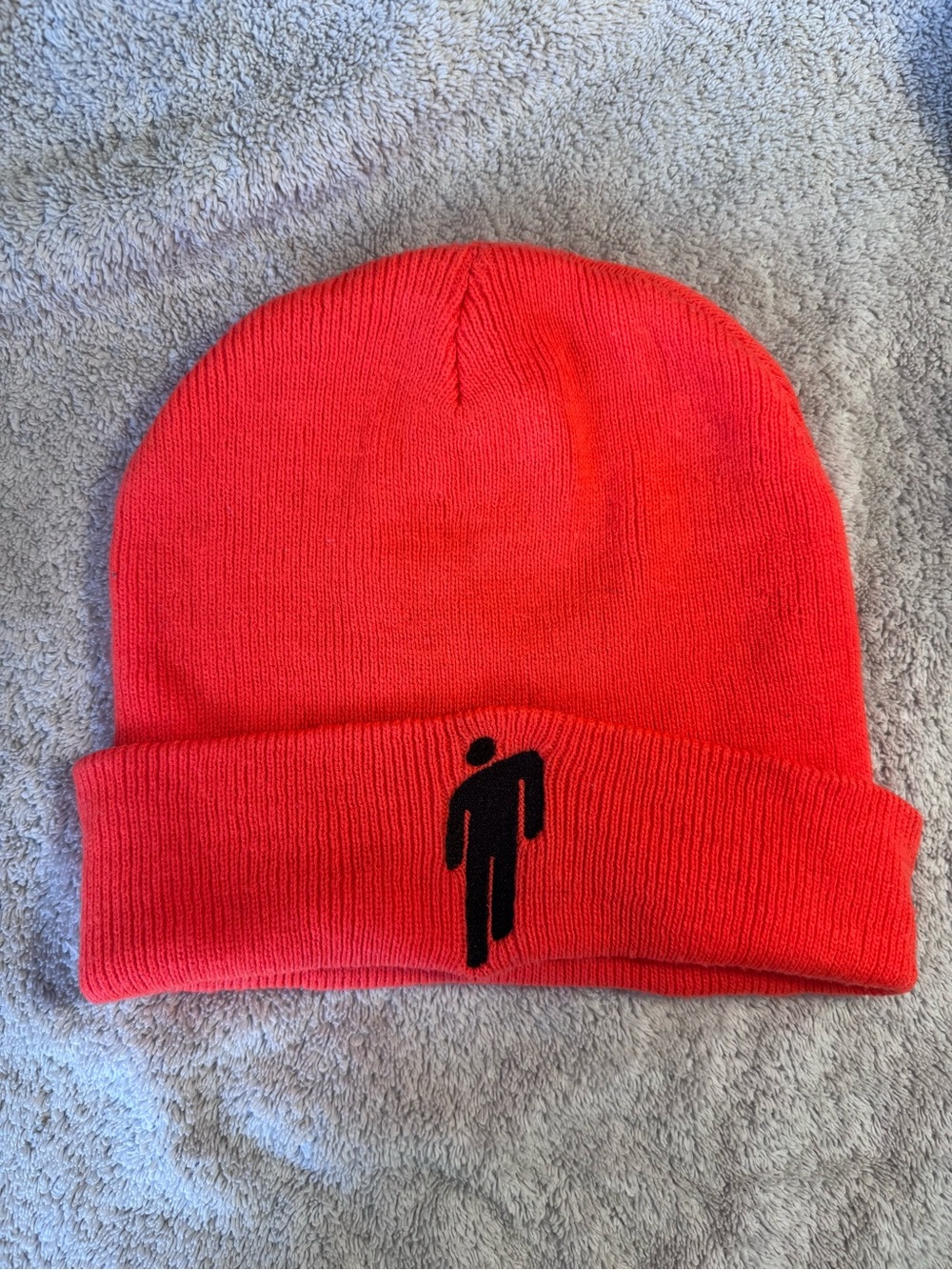 Neon orange official Billie Eilish beanie with logo